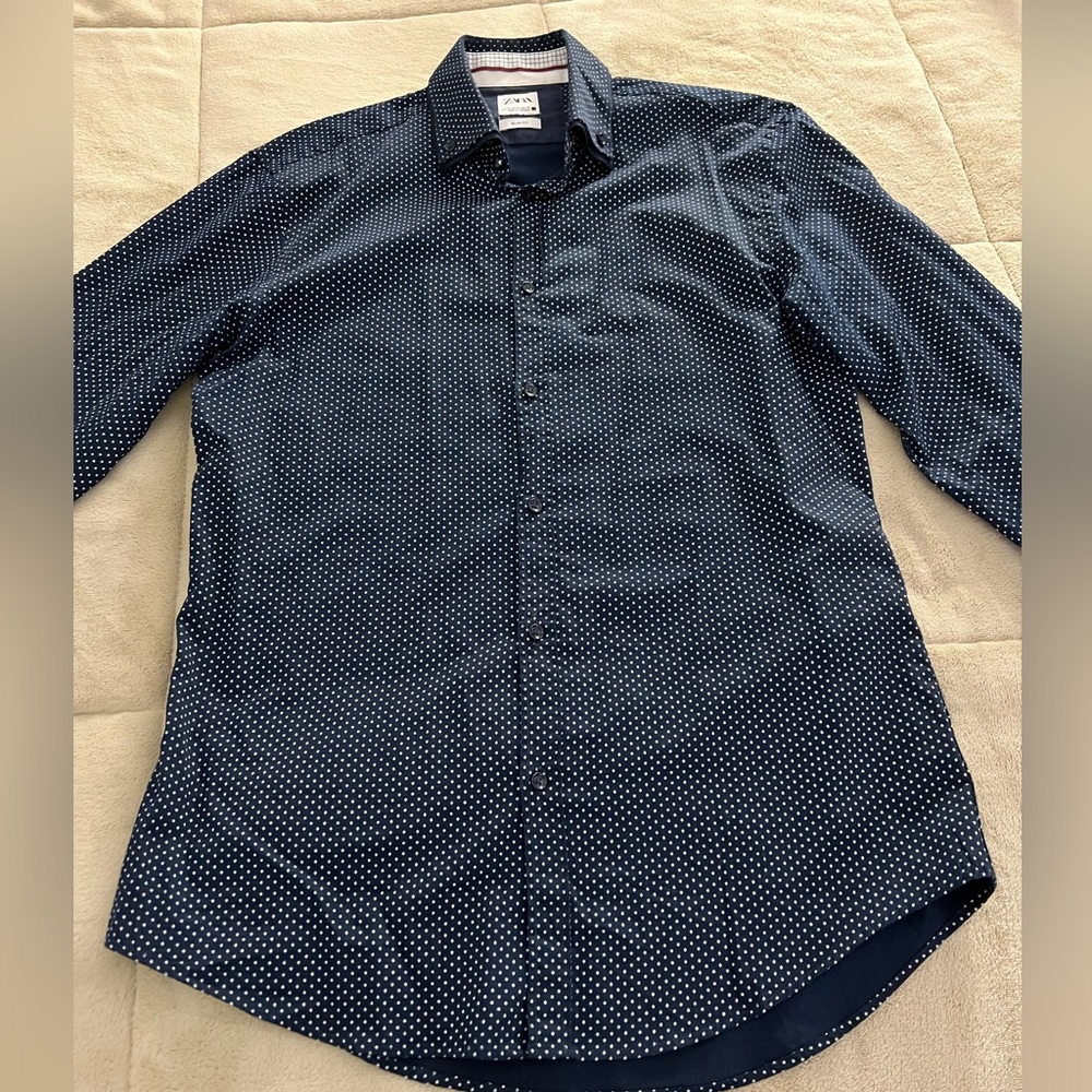Zara | Man Navy White Star Slim-Fit Shirt